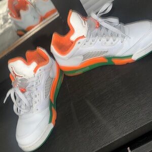 Air Jordan 5 Retro White Orange Green Sneakers